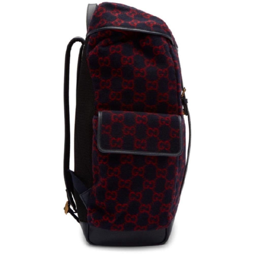 Gucci GG Monogram Print Wool Backpack in Navy - Picture 3 of 7